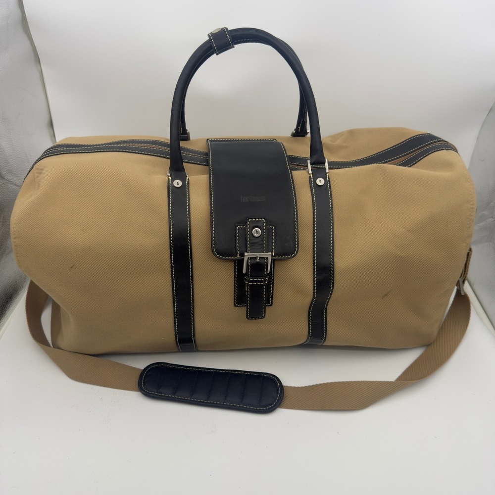 Hartmann Canvas Leather Duffle Bag Tan Black Large Travel Weekender
